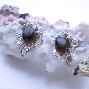 Vintage Amber Stone Clip-on Earrings